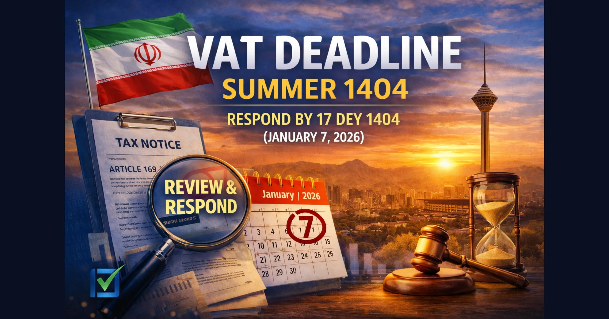 Jan 7, 2026: Deadline to confirm or reject Article 169 transaction data for Iran VAT (Summer 1404)